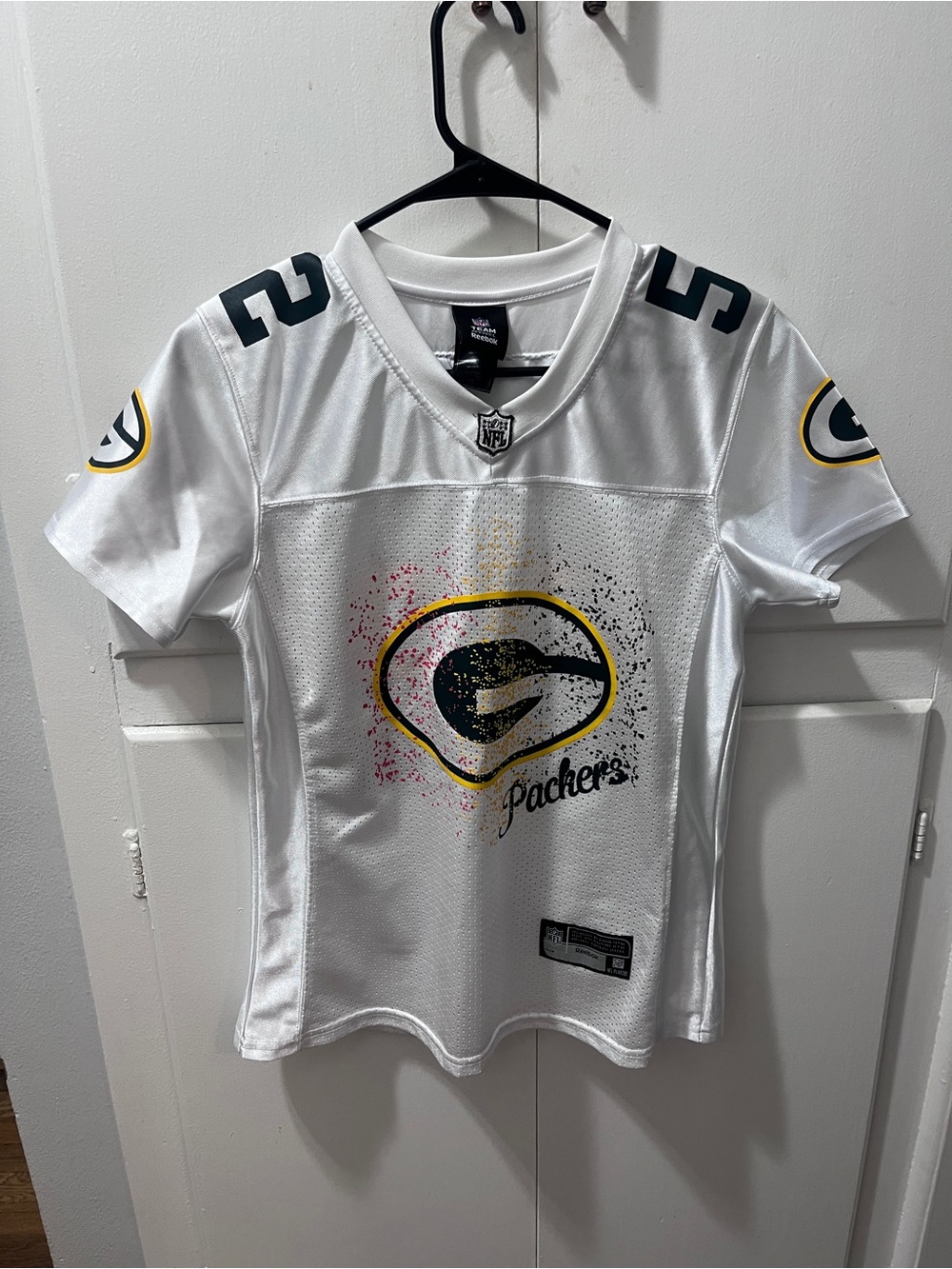 Green Bay Packers White Short Sleeve Jersey Top